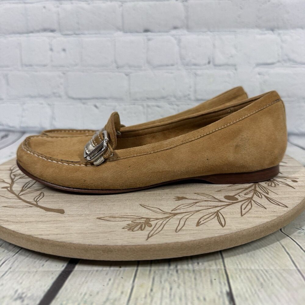 Cole Haan Tan Suede Loafers Women Size 7 Slip On Moc Toe Driving Flats - Picture 4 of 14